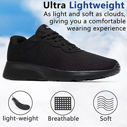 MAIITRIP Mens Walking Shoes,Ultra Lightweight Breathable Tennis Running Shoes Mesh Non-Slip Casual Comfortable Fashion Sneakers Work Gym Workout Athletic Sport Cuhioning Trainers Black Size 10.5