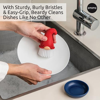 New!! Beardy Dish Brush by OTOTO - Kitchen Scrubbers for Dishes, Kitchen Scrub Brush for Cleaning Dishes, Dish Scrubber Brush - Gnome Gifts, Cute Kitchen Accessories, Funny Kitchen Gadgets