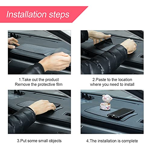 Car Dashboard Anti-Slip Rubber Pad, 10.6 x 5.9 Universal Non-Slip Car Magic Dashboard Sticky Adhesive Mat for Phones Sunglasses Keys Electronic Devices and More Use (Black/Grid)