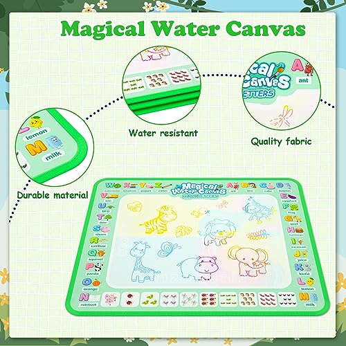 Water Doodle Mat,Reusable Painting Writing Doodle Board Toy,Mess Free Coloring Doodle Drawing Mat Educational Toys,Birthday Christmas Gifts for 3 4 5 6 7 8 Years Old Kids