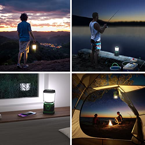 Lighting EVER 1000LM LED Camping Lantern Rechargeable, 4400mAh Power Bank, Camping Essential with 4 Light Modes, IP44 Waterproof Lantern Flashlight for Hurricane Emergency, Hiking, USB Cable Included