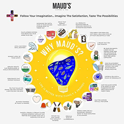 Maud's Dark Hot Chocolate (Loco Hot Cocoa), 50ct. Solar Energy Produced Recyclable Single Serve Gluten Free Dairy Free Hot Cocoa Pods, 100% California Blended Hot Chocolate, KCup Compatible