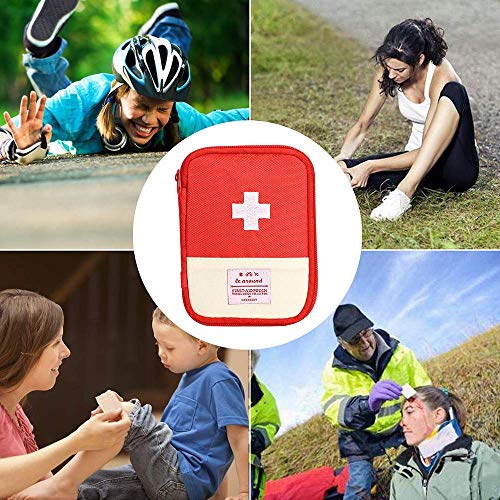 JIAKAI 2 Packs First Aid Bag,Empty First Aid Pouch,Mini Portable Medical Bag for Outdoor Camping Hiking Travel Emergency，Multifunction Emergency Medicine Storage Bag-7x5 inch