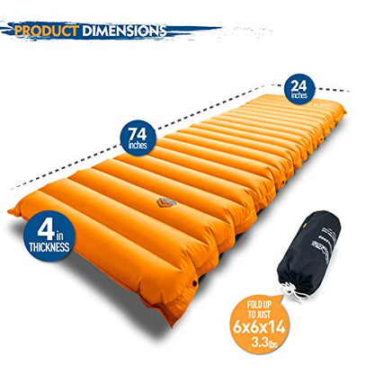 ZOOOBELIVES Extra Thickness Inflatable Sleeping Pad with Built-in Pump, Most Comfortable Camping Mattress for Backpacking, Car Traveling and Hiking, Compact and Lightweight - Airlive2000