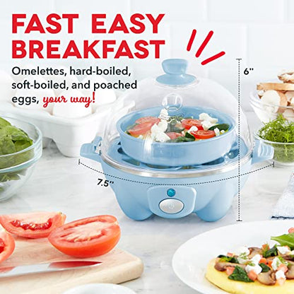 DASH Rapid Egg Cooker: 6 Egg Capacity Electric Egg Cooker for Hard Boiled Eggs, Poached Eggs, Scrambled Eggs, or Omelets with Auto Shut Off Feature - Dream Blue