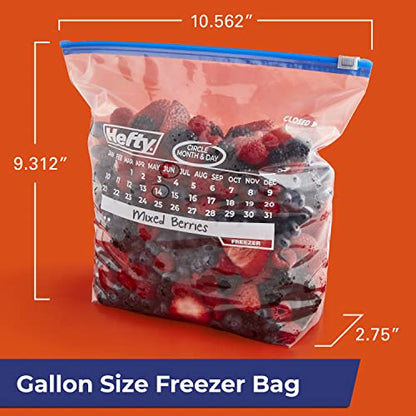 Hefty Slider Freezer Calendar Bags, Gallon Size, 100 Total Bags, 25 Count (Pack of 4)