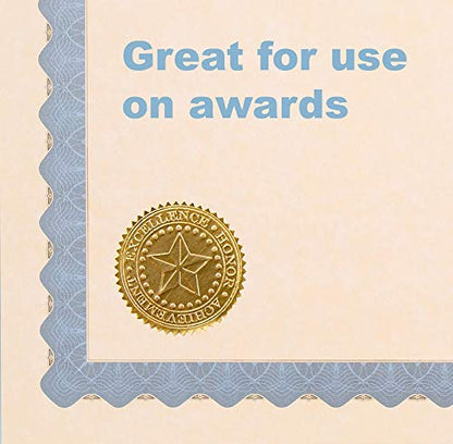 Great Papers! Star Embossed Official Gold Foil Certificate Seal for Achievements and Awards, 48 Count (903419)