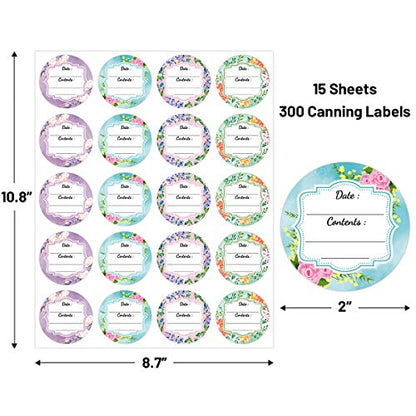 300 Waterproof Canning Labels for Jars Labels Food Labels Round for Food Container Spice Lids Canister Food Storage Canning Supplies 2 Inch