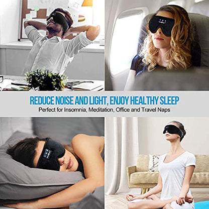 MUSICOZY Sleep Headphones Bluetooth 5.2 Headband Sleeping Headphones Sleep Eye Mask, Wireless Music Earbuds Earphones for Side Sleepers Men Women Air Travel Cool Tech Gadgets Unique