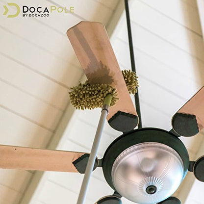 DocaPole Microfiber Flex-and-Stay Ceiling Fan Duster with Removable Microfiber Chenille Dusting Cloth; Use by Hand or Attach to DocaPole Telescopic Extension Pole (Pole Not Included)