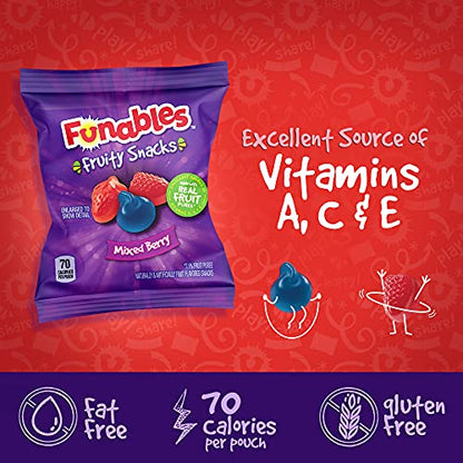 Funables Fruity Snacks, Back to School Snacks, Mixed Berry Fruit Flavored Snacks, Pack of 40 0.8 ounce Pouches