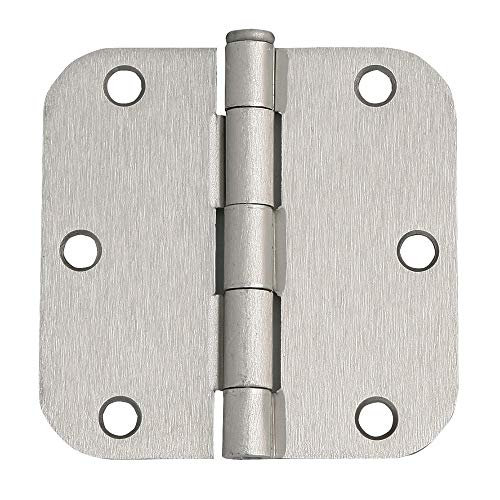 Design House 188441-SN 3.5-inch x 3.5-inch 5/8-inch Rounded Interior Radius Door Hinge Satin Nickel 3-Pack