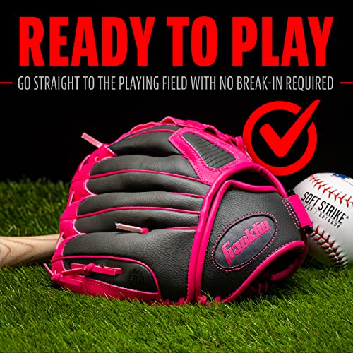 Franklin Sports Kids Baseball Gloves - RTP Child's Tee Ball Glove + Ball Set - Boys + Girls Tee Ball Mitt - Kid + Toddler - Right Hand Throw - Pink - 10.5"