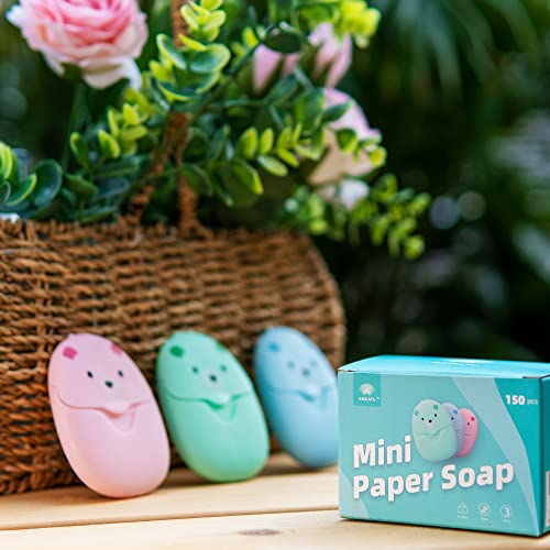 BAIKAFU 3 Boxes (150 sheets) Soap Paper Sheets Portable Disposable Travel Scented Bath Slice Sheet Foaming Paper Soap Confetti Slide Flakes for Travel, Hand Soap, Indoor, Outdoor, Camping Hiking