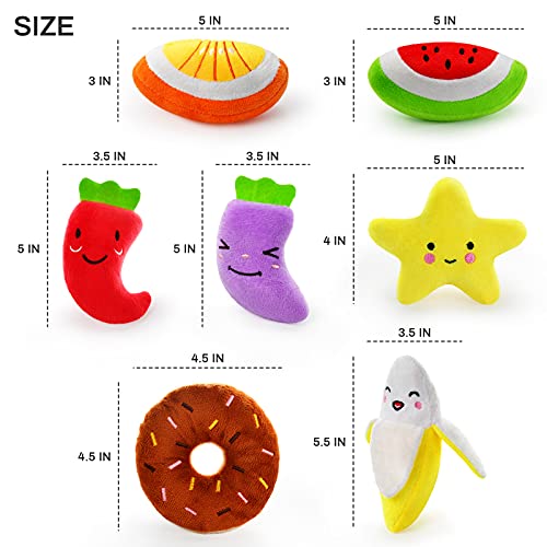 LEGEND SANDY 14 Pack Dog Squeaky Toys Cute Stuffed Plush Fruits Snacks and Vegetables Dog Toys for Puppy Small Medium Dog Pets