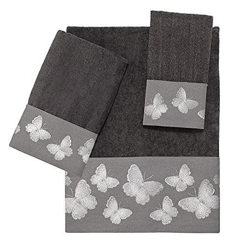 Avanti Linens - Fingertip Towel, Soft & Absorbent Cotton Towel (Yara Collection, Granite)