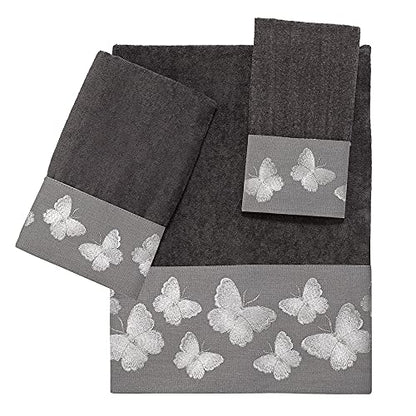 Avanti Linens - Fingertip Towel, Soft & Absorbent Cotton Towel (Yara Collection, Granite)