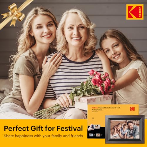 KODAK Digital Picture Frame, 32G10.1 Inch WiFi Digital Photo Frame 1280x800 HD IPS Touch Screen, Auto-Rotate, Share Photos and Videos via KODAK App, Gifts for Friends and Family