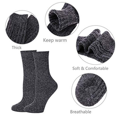 MQELONG Womens 5 Pairs Soft Thick Comfort Casual Cotton Warm Wool Crew Winter Socks (5 Pack Solid color B)