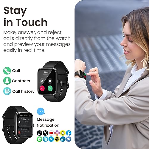 TOZO S3 Smart Watch (Answer/Make Call) Bluetooth Fitness Tracker with Heart Rate, Blood Oxygen Monitor, Sleep Monitor IP68 Waterproof 1.83-inch HD Color for Men Women Compatible iPhone & Android