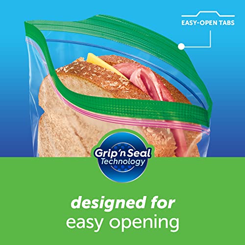 Ziploc Sandwich and Snack Bags for On the Go Freshness, Grip 'n Seal Technology for Easier Grip, Open, and Close, 90 Count