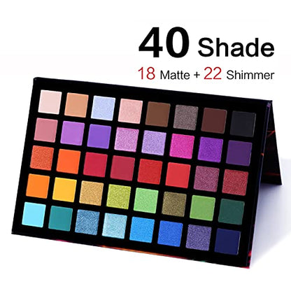 UCANBE Spotlight Eyeshadow Palette Professional 40 Color Eye Shadow Matte Shimmer Makeup Pallet Highly Pigmented Colorful Powder Long Lasting Waterproof Eye Shadow