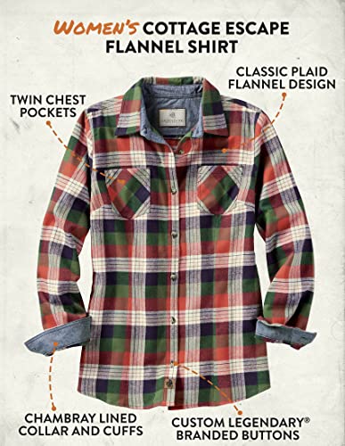 Legendary Whitetails Women's Standard Cottage Escape Flannel Shirt, Alpine Mountain Plaid, Small