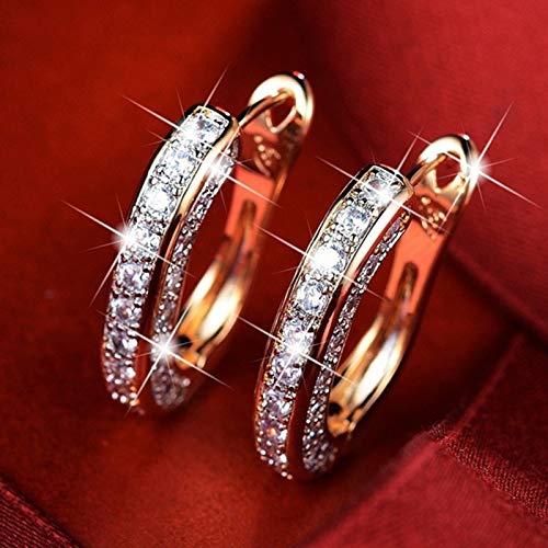 Creative Earring for Women Rhinestone Decoration Ear Stud Rings Hoop Earrings Women Girl Charming Jewelry Gift (Silver)