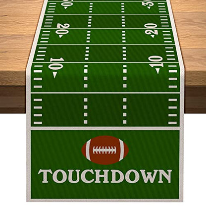 Vohado American Football Court Table Runner Touch Down Boy Sport Football Birthday Party Decorations Kitchen Dining Home Table Decor (13" x 72")