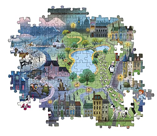 Clementoni 39665 Dalmatas 1000pcs Disney Maps 101 Dalmatians 1000 Pieces, Made in Italy, Jigsaw Puzzle for Adults, Multicolor, Medium