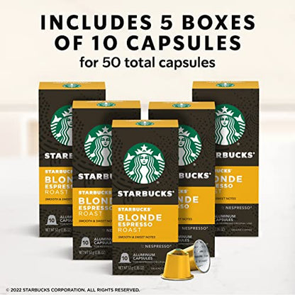 Starbucks by Nespresso Blonde Roast Espresso (50-count single serve capsules, compatible with Nespresso Original Line System)