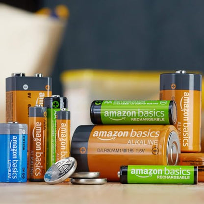 Amazon Basics 4-Pack 9 Volt Alkaline Everyday Batteries, 5-Year Shelf Life