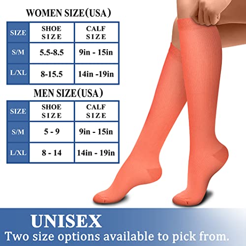 CHARMKING Compression Socks for Women & Men Circulation (3 Pairs) 15-20 mmHg is Best Athletic for Running, Flight Travel, Support, Cycling, Pregnant - Boost Performance, Durability (L/XL,Multi 55)