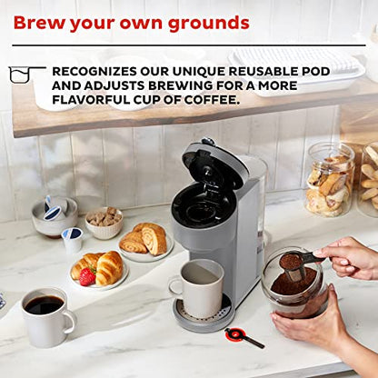 Instant Pot Solo Single Serve Coffee Maker,From the Makers of Instant Pot,K-Cup Pod Compatible Coffee Brewer,Includes Reusable Coffee Pod&Bold Setting,Brew 8 to 12oz.,40oz. Water Reservoir,Grey