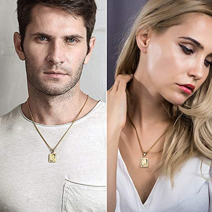 Trendsmax Initial Letter Pendant Necklace for Mens Womens Gold Plated Letter A Pendant Necklace Stainless Steel Box Link Chain 22inch