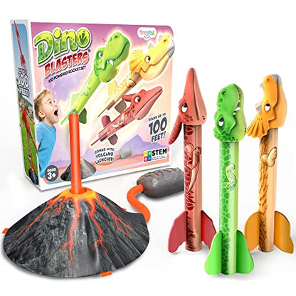 MindSprout Dino Blasters, Rocket Launcher for Kids - Launch up to 100 ft. Birthday Gift, for Boys & Girls Age 3, 4, 5, 6, 7, Years Old - Outdoor Toys, Family Fun, Dinosaur Toy, Kids Toys