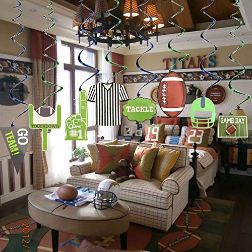 Anor Wishlife 30Ct American Football Hanging Swirl Decorations - Football Super Bowl Game Day Decorations,Sport Game Day Party Supplies