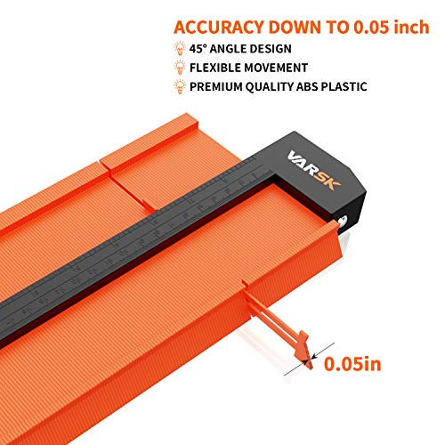 VARSK 5" & 10" Contour Gauge with Light 2 Pack Widen Shape Duplicator Profile Tool, Master Outline Measuring Plastic Ruler for Corners, Woodworking Templates, Tiles and Laminate