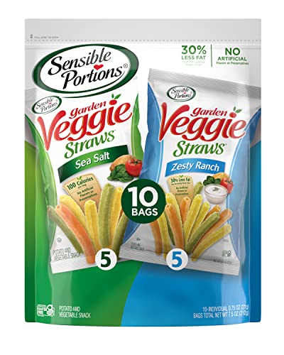 Sensible Portions Garden Veggie Straws, Sea Salt & Ranch Multipack, 75 oz Bag, 10 Count