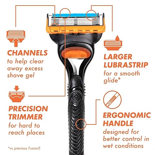 Gillette Fusion5 Razors for Men, 1 Razor, 4 Blade Refills, Lubrastrip for a More Comfortable Shave