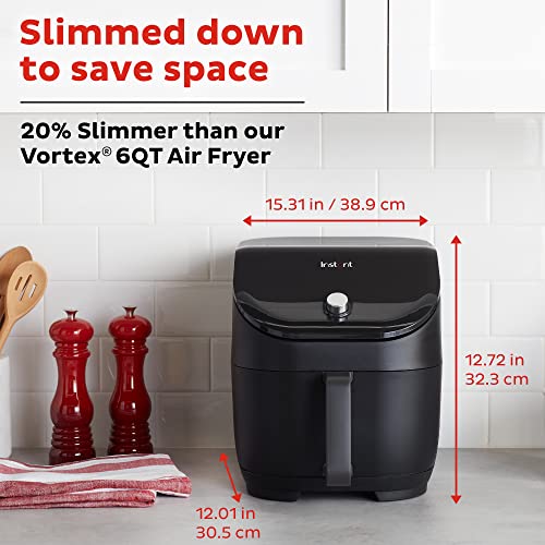 Instant Vortex Slim 6QT Air Fryer Oven, From the Makers of Instant Pot, EvenCrisp Technology, Space Saving, Nonstick and Dishwasher-Safe Basket, Quiet Operation, Includes App with over 100 Recipes