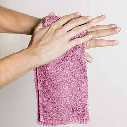 Utopia Towels Cotton Washcloths Set - 100% Ring Spun Cotton, Premium Quality Flannel Face Cloths, Highly Absorbent and Soft Feel Fingertip Towels (12 Pack, Pink)