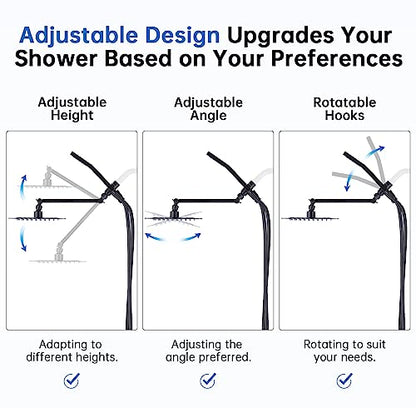 G-Promise All Metal 8" Dual Square Shower Head Combo | Rain Shower Head | Handheld Shower Wand with 71" Fexible Extra Long Hose | Smooth 3-Way Diverter | Adjustable Extension Arm (Oil Rubbed Bronze)