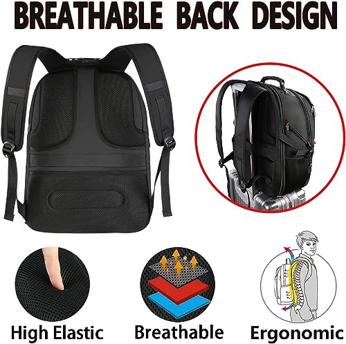 YOREPEK Travel Backpack, 15.6 Inch Laptop Backpacks for Men Women, Water Resistant College Backpack Airline Approved Business Work Bag with USB Charging Port Fits 15.6 Inch Computers, Black