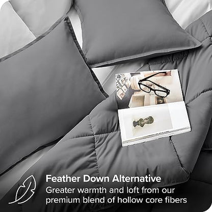 Bare Home Comforter Set - Extra Long Size - Ultra-Soft - Goose Down Alternative - Premium 1800 Series - All Season Warmth (Twin/Twin XL, Grey)