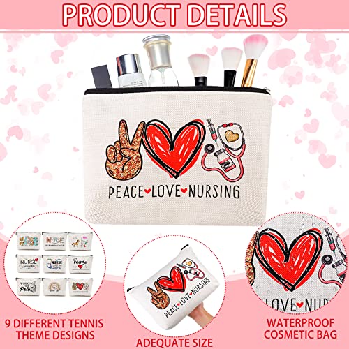 9 Pieces Nurse Gifts for Women Nurse Appreciation Cosmetic Bag Nurse Survival Kit Bulk Funny Nurse Graduation Gift Makeup Bag Toiletry Zipper Pouch Bag for Thank You Nursing School Graduation Present