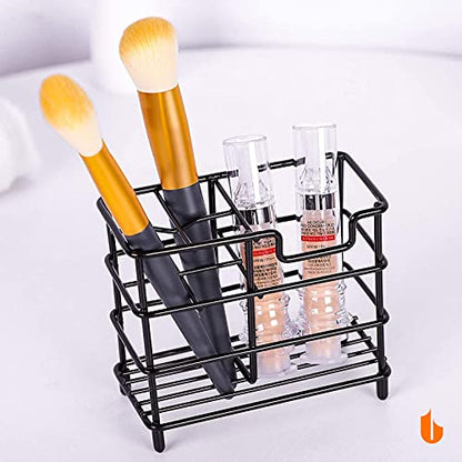 Urbanstrive 304 Stainless Steel Bathroom Toothbrush Holder Toothpaste Holder Stand Bathroom Accessories Organizer (Black, Small)