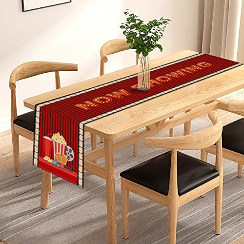 Movie Night Table Runner Now Showing Table Decor Movie Themed Party Kitchen Dining Home Decoration (13" x 72")