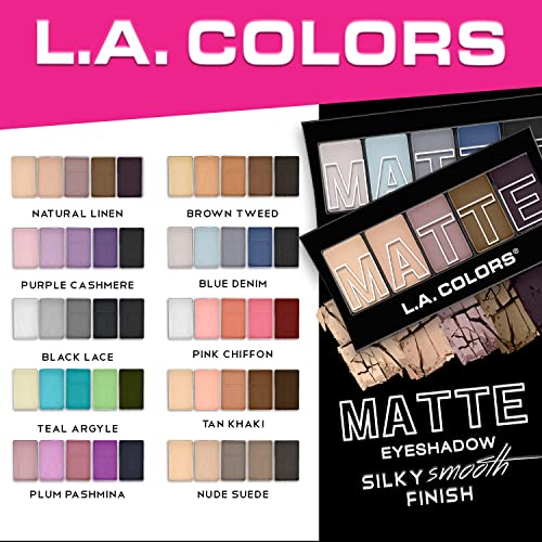 L.A. COLORS 5 Color Matte Eyeshadow, Purple Cashmere, 0.25 Oz