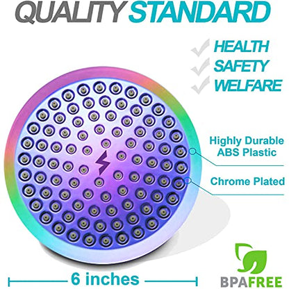 SparkPod Shower Head - High Pressure Rain - Luxury Modern Look - Tool-less 1-Min Installation - Adjustable Replacement for Your Bathroom Shower Heads (Radiant Rainbow, 6 Inch Round)